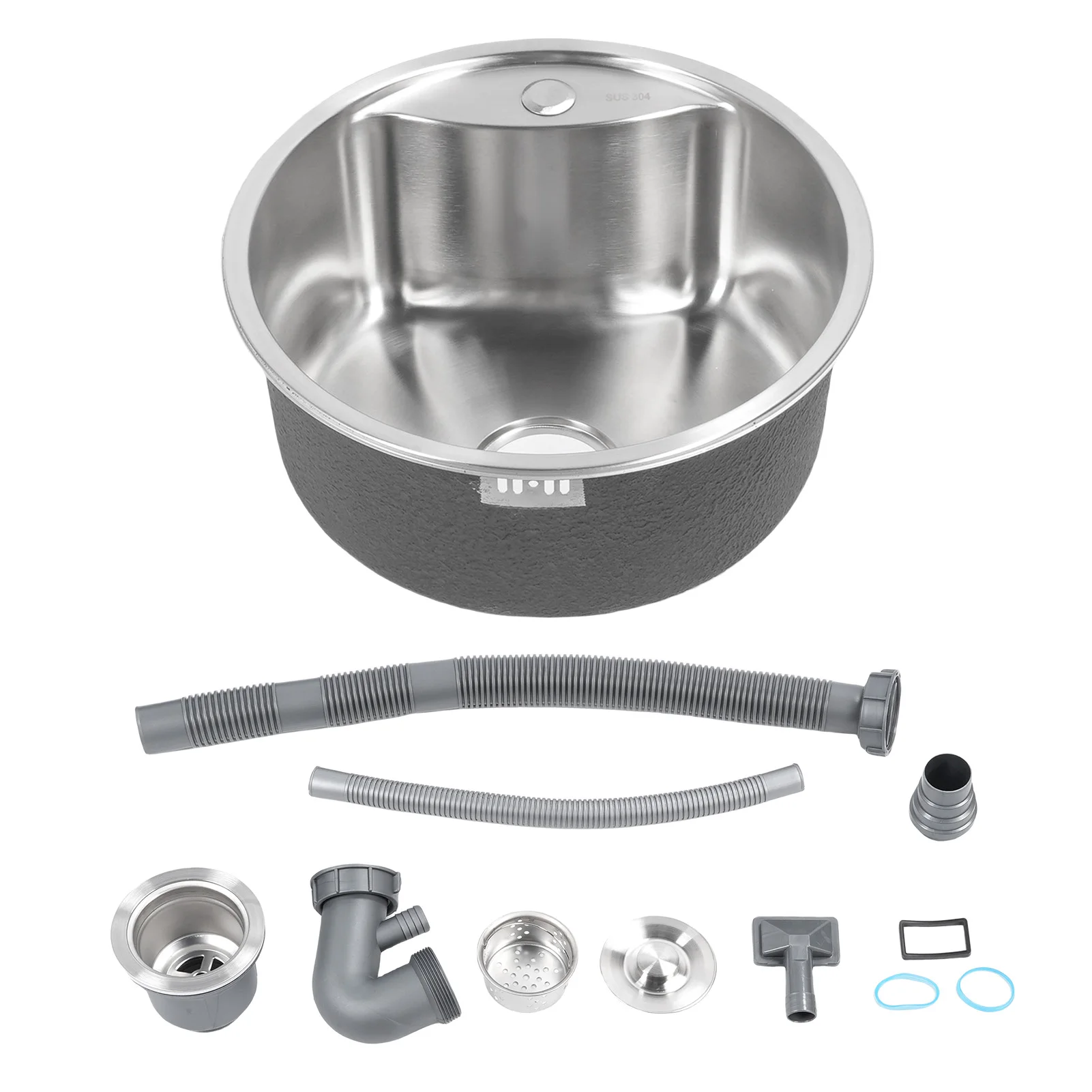 

304 Stainless Steel Bar Sink Round Single Bowl Sink with Faucet Hole For Kitchen Bar Washing Vegetables Dishes Cleaning Fruits