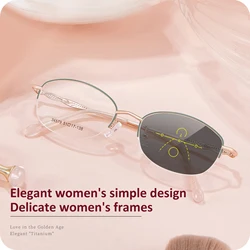 VICKI Light, Stylish and Elegant Ladies Alloy Half Frame Can Be Customized Prescription Multi-focus Glasses Photochromic 34579