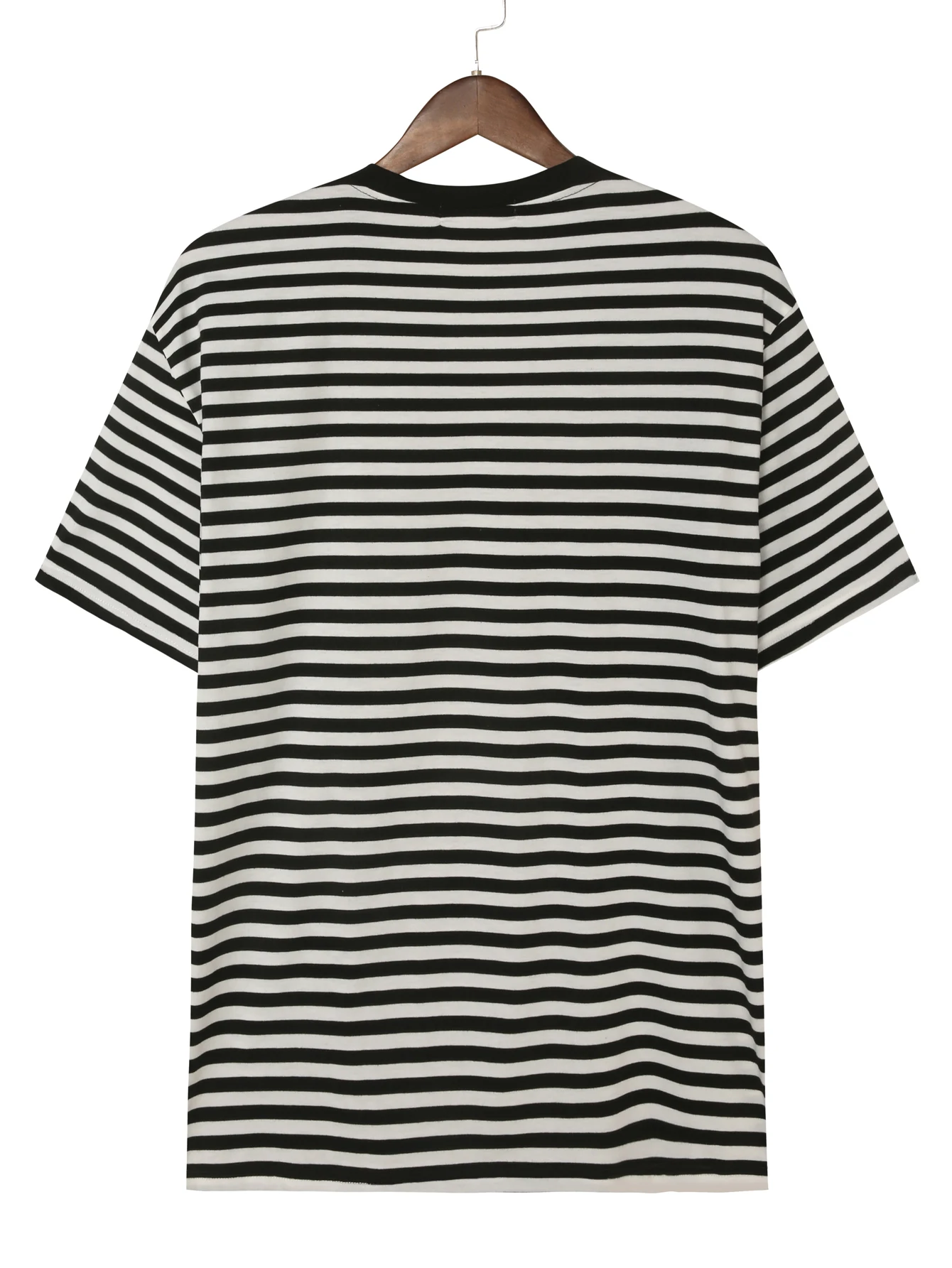 Fashionable elastic summer striped men\'s short sleeved T-shirt for men