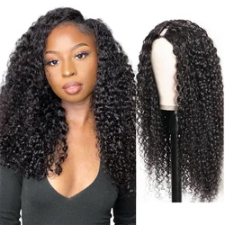 Kinky Curly V Part Wig Human Hair Wigs for Black Women V Part Wigs Kinky Curly Machine Made 180% Density Natural Color