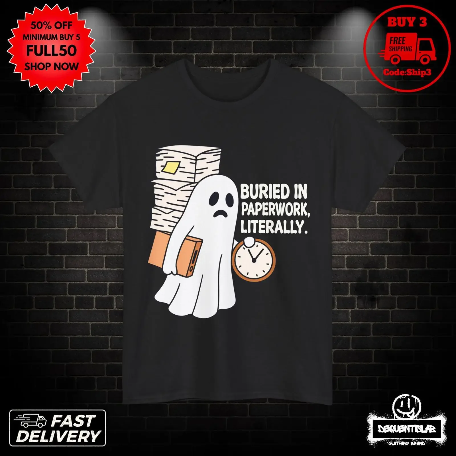Buried In Paperwork Literally Funny Ghost Office Humor Work Burnout T Shirt For Coworker Worker Casual vintage Washed