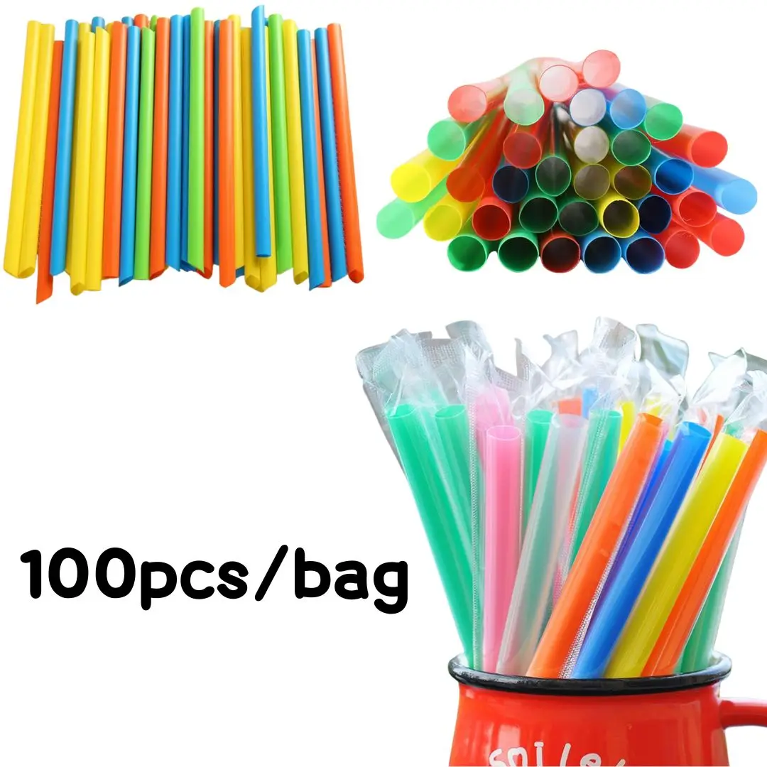Pajitas desechables para chupar Boba/Tapioca, pajitas anchas coloridas, pajitas para té de la leche, fiesta, boda, cocina, Bar, 100 Uds.