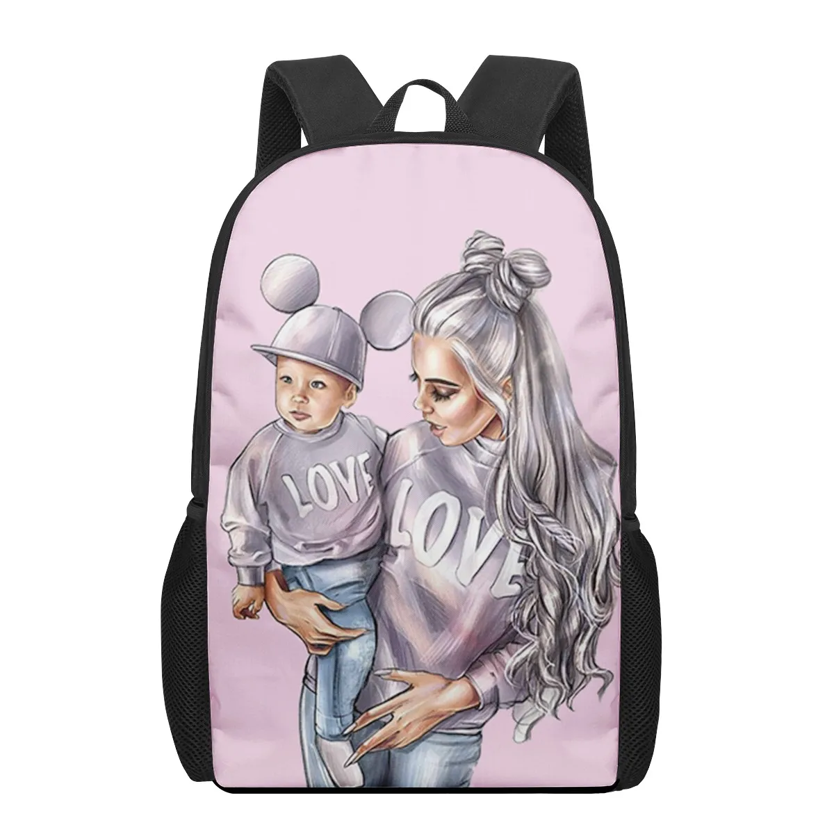 Tas punggung sekolah anak perempuan, ransel Laptop motif bayi Super ibu untuk anak laki-laki dan perempuan, tas buku, tas selempang kasual pelajar remaja