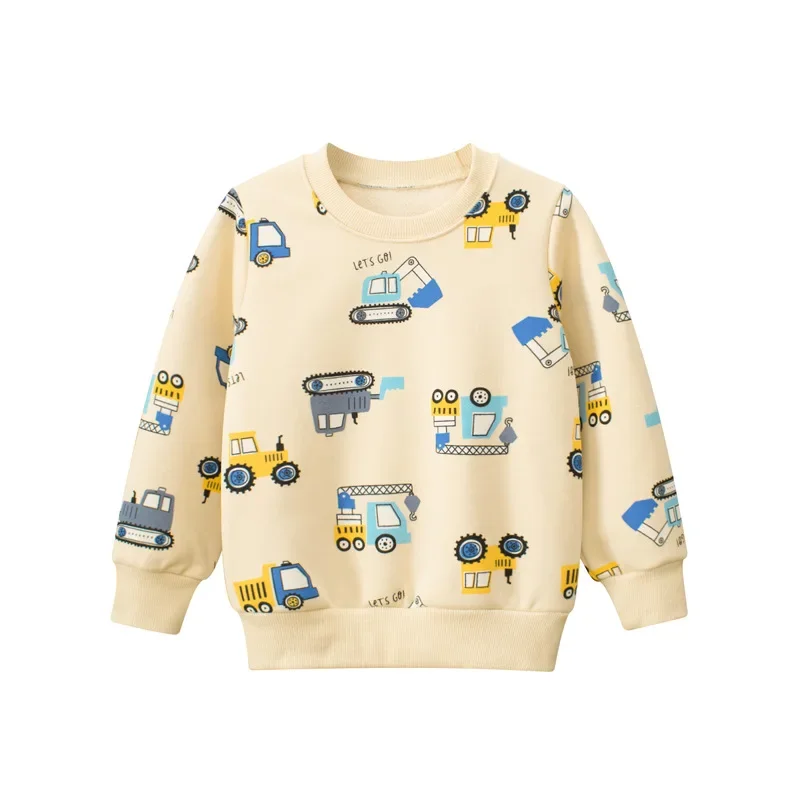 

Cartoon Excavator Sweatshirt Boys Fall/Winter 2024 Kids hoodie Casual long sleeve jumper Velvet warm top 2-9 years