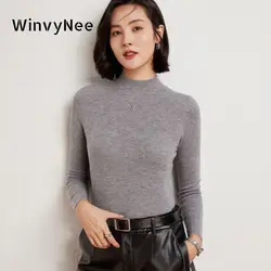 WinvyNee Women Clothing Wool Sweater High Collar Long Sleeve Solid Pullovers Soft Knitwear Basic Tops Jumpers Autumn A1263011