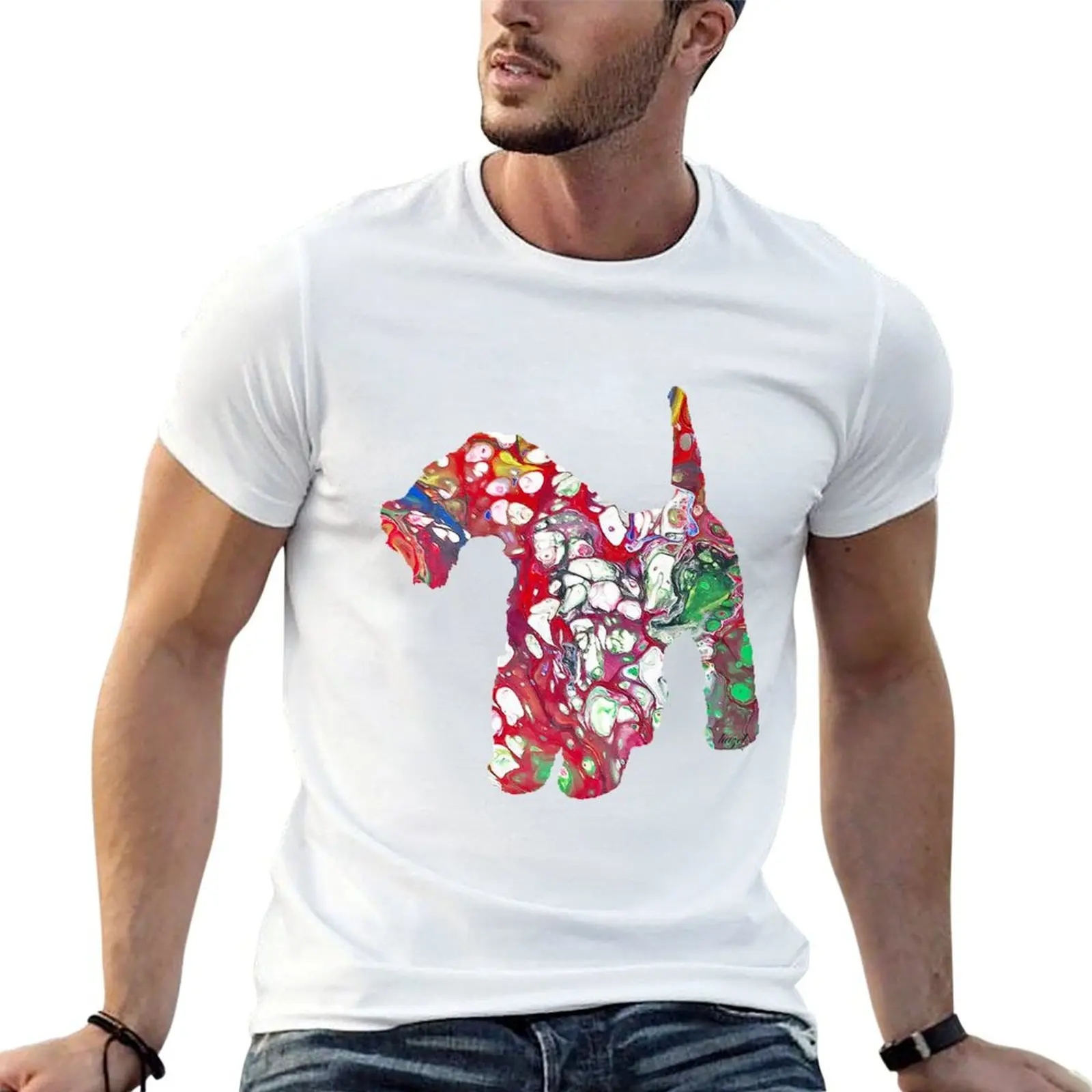 Airedale Terrier, Regalos de Airedale Terrier, Taza, Pintura, Arte, Camiseta Airedale, camiseta para hombre, camiseta de algodón pesado