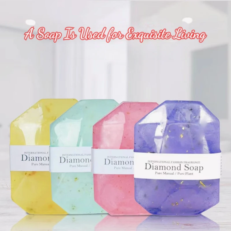 Diamond Handmade Soap Gemstone Handmade Soap Cleansing Moisturizing Essential Oil Soap for Gold Foil Bath