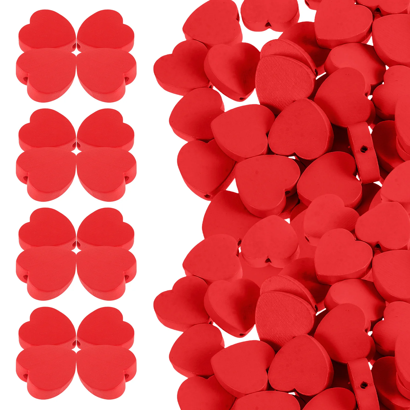 

100 Pcs Beads Love Wooden Pendant Garland Diy Delicate for Bracelets Scattered Craft Fun Miss