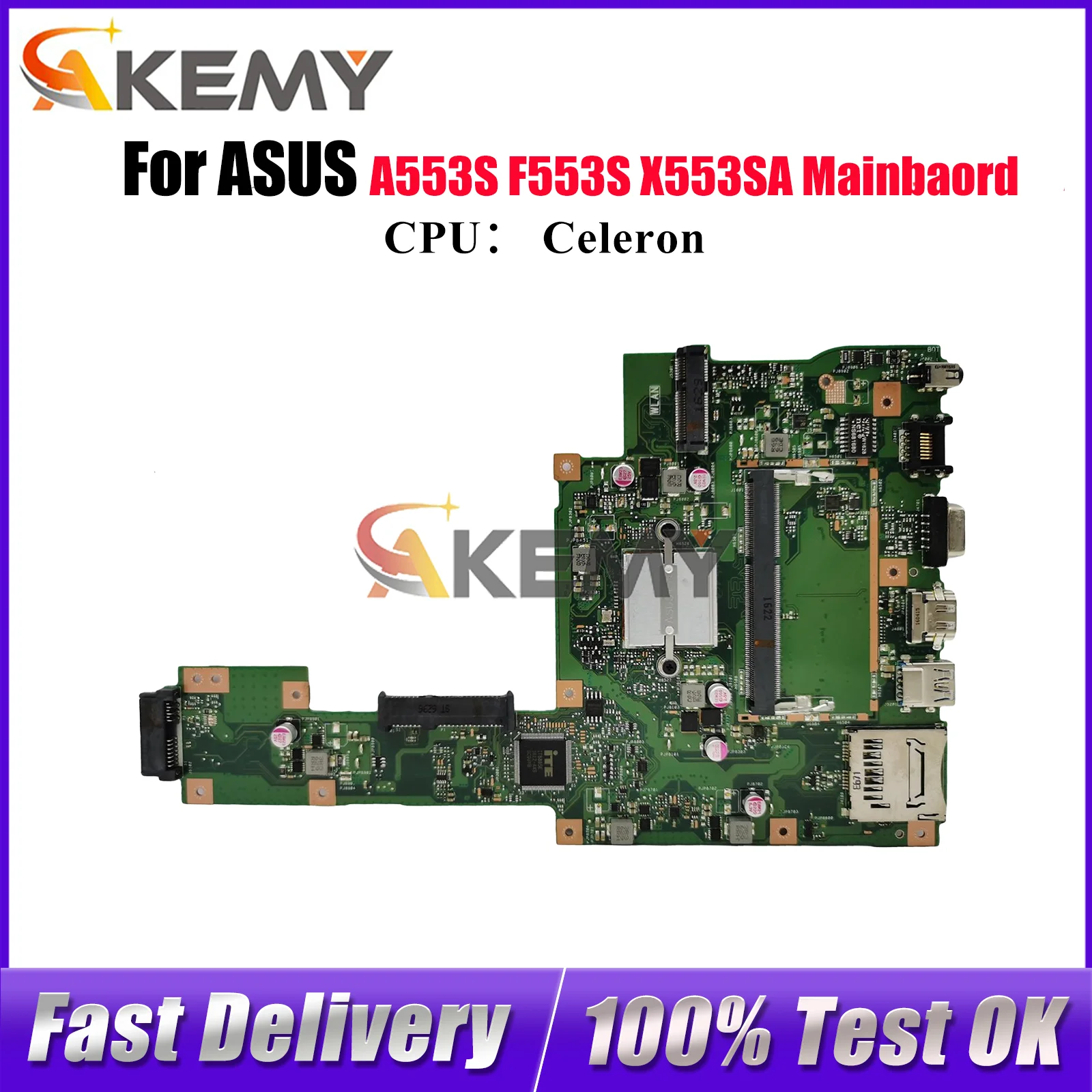 

X553SA Laptop Motherboard For ASUS VivoBook X553SA A553S F553S X553S Notebook Mainboard With Celeron CPU 100% tests OK fast ship