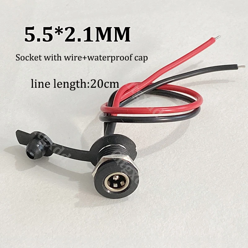 1/2/5 Stück DC-Strombuchse mit 18AWG-Kabel, 5,5 * 2,1 5,5*2,5mm DC-Ladebuchse, Hochstrom-Stromanschluss – Detail 6