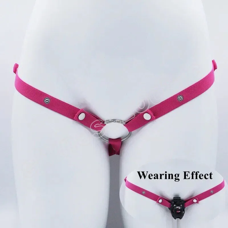 New Chastity Cage Anti-Off Device Elastic Auxiliary Belt Adjustable Accessories Adult Sex Toy