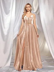 XUIBOL Luxury Gold Suspenders Evening Dresses Elegant Women Off Shoulder Cocktail Wedding Party Prom Mermaid Dress Long Gown