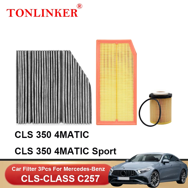 TONLINKER Cabin Air Filter Oil Filter For Mercedes Benz CLS-Class C257 2018-2022 CLS 350 350d 400d 450 Sport AMG CLS 53 4MATIC