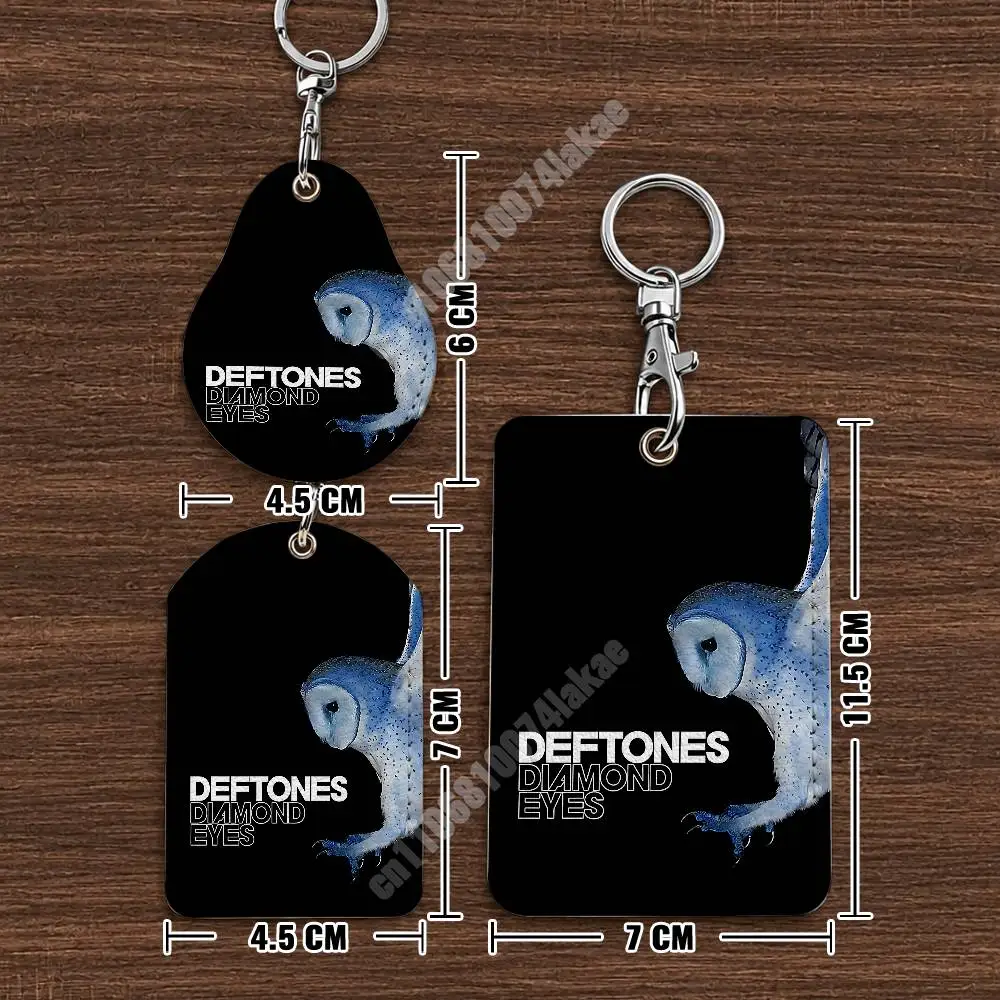 D-Deftones Diamond Eyes Private Music Leather Keychain Card Holder for Airtag & Luggage Tags Casual Tracker Cover