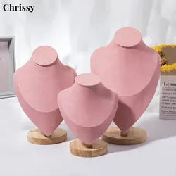 Jewelry Bust with Wooden Base Display Holder Stand Display Necklace Mannequin Model for Bedroom Retail Stores Countertop Shows