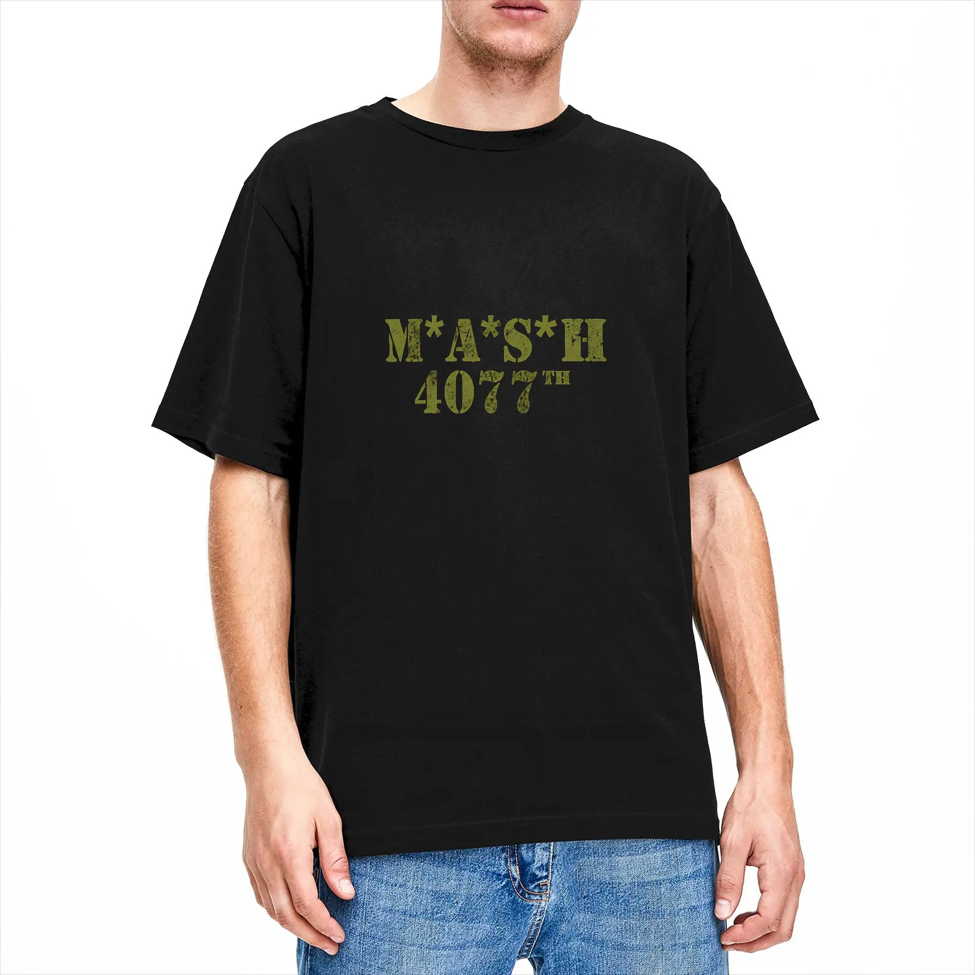 MASH 4077  T-Shirt Summer  Cotton T Shirts For Men's Harajuku Pattern Tshirt Short-Sleeve Vintage Tops