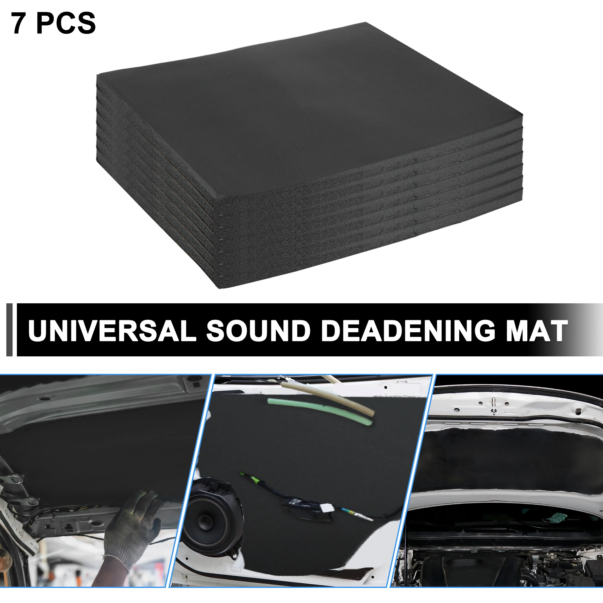 UXCELL 1/2inch Sound Deadening Mat Close Cell Foam Heat Shield Material Self Adhesive for Car Hood Fender Boat Engine Cover 7pcs