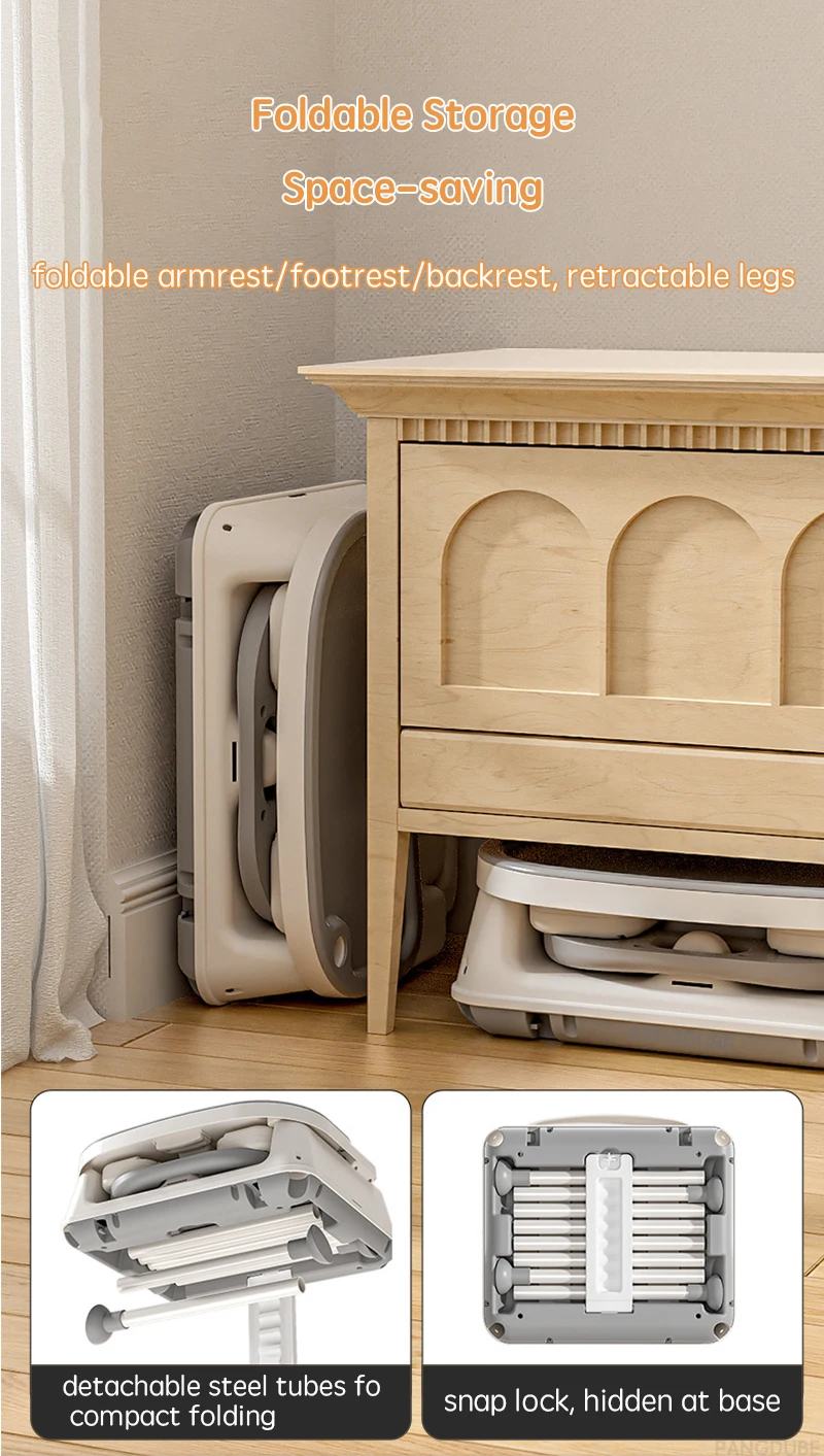 Umwandelbarer Babyhochstuhl 6 in 1, PANGDUBE Kleinkind-Sitzerhöhung, höhenverstellbarer, faltbarer Säuglingsernährungsstuhl mit Rollen – Detail 5
