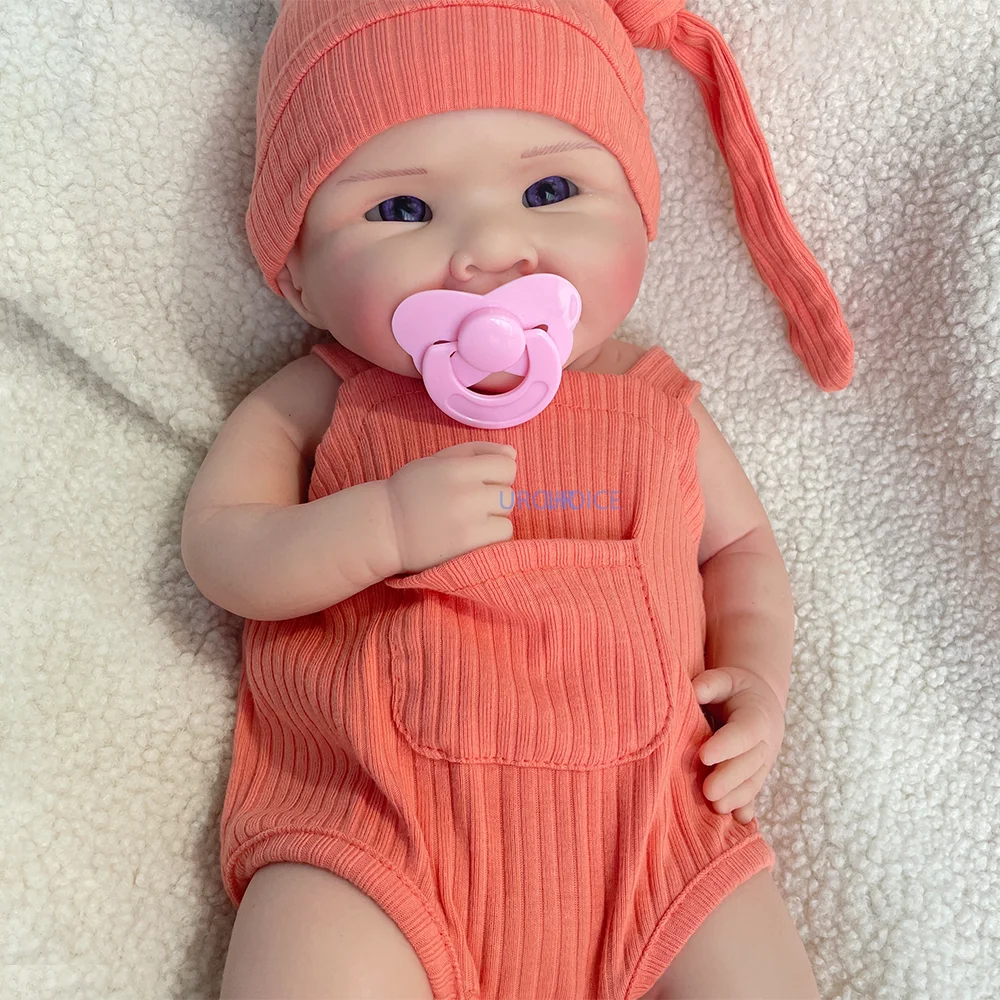 Macio bonito 18 "silicone reborn bebê menina boneca realista corpo inteiro platina silicone renascimento boneca para o natal páscoa crianças presente