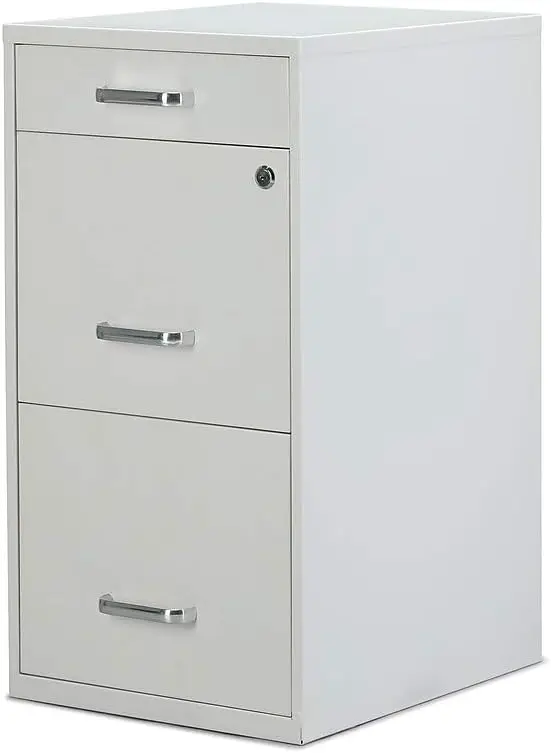 

3-Drawer Vertical File Cabinet, Letter Size Documents, Lockable, 18.9 Inch D x 14.3 Inch W x 26.9 Inch H, White