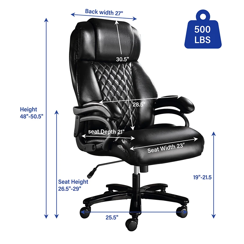 Big and Tall Office Chair, 500lbs High Back Large Executive Chair with Electric Airbag Heating High Back Computer Chair with Wid