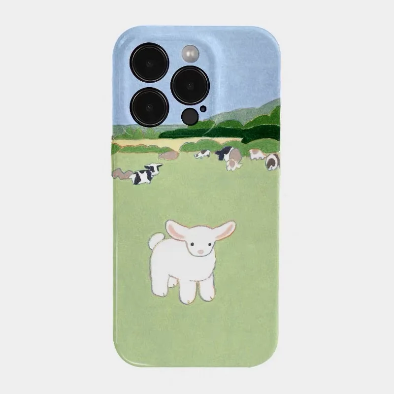 

Ins Green Grassland Lamb Phone Case for IPHONE 17 Air 16E 15 PROMAX 14 Plus 13 12 MINI 11 PRO 16Plus XR XS Acrylic Phone Cover