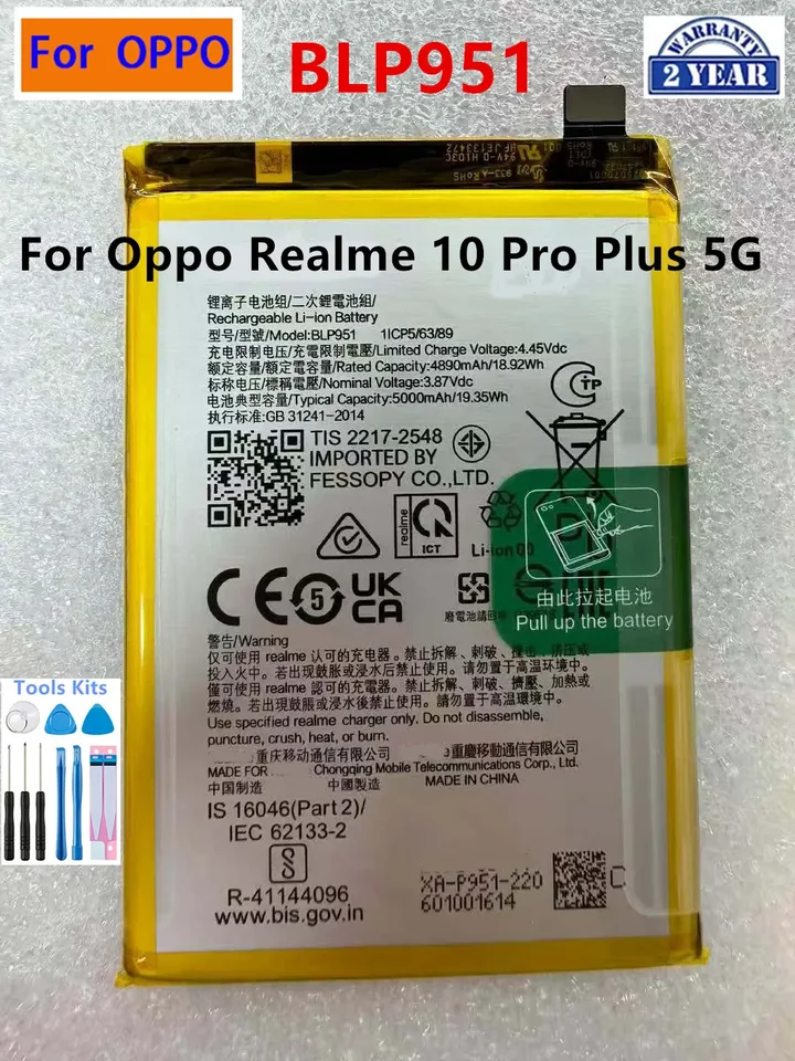 Batería para teléfono BLP959/BLPB65/BLPC21/BLPA43/BLP951/BLPC07/BLPC67 para OnePlus/OPPO/Realme A5X/A5/A6 Pro/Reno 8T/12/13/14T/10 Pro 2