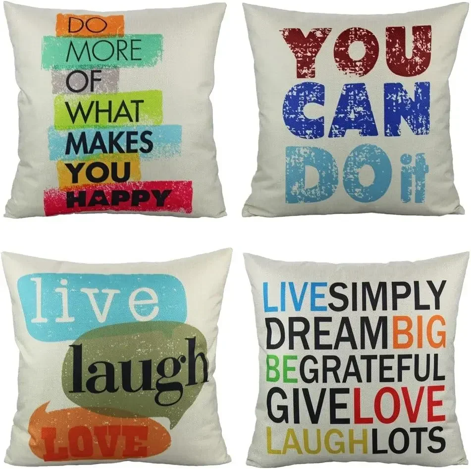 Inspirational Quotes Letters Outdoor Pillow Cover Decoration Cushion Cover Home Decoration Garden Sofa Office