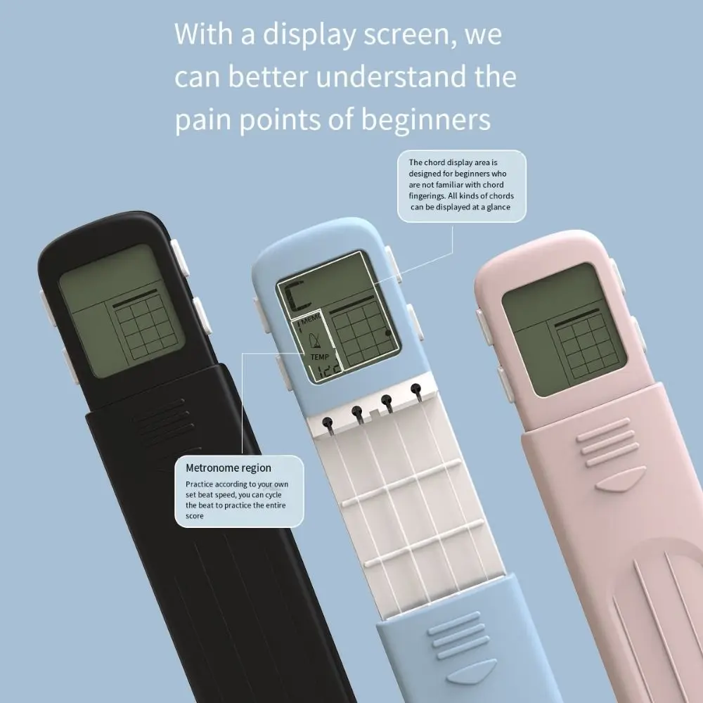 شاشة رقمية لتدريب وتر الجيتار للمبتدئين، مدرب إصبع متين، ملون وخفيف الوزن، جيب القيثارة