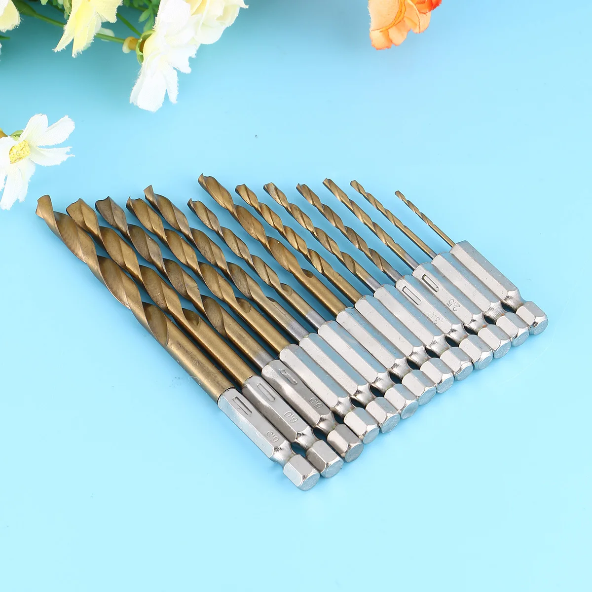 

13 шт. набор сверл из быстрорежущей стали с титановым покрытием, высокоскоростная сталь, покрытие из нитрида титана, прочный для стали, дерева, пластика, дрель Hss