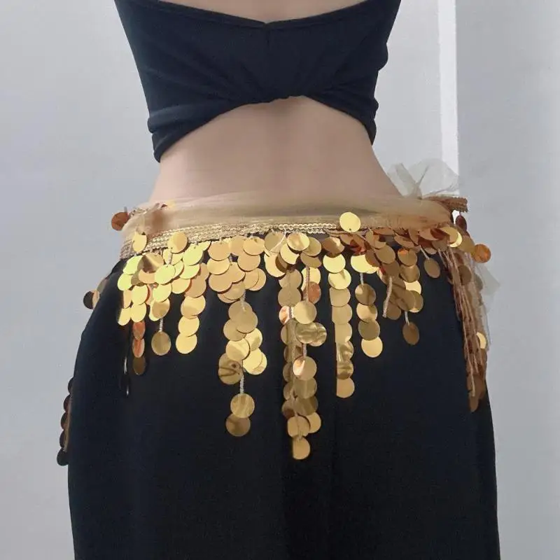 

[YU]Fashion Sequins Tassels Waist Chain For Women Girls Belly Dancing Jazz Dance Hip Hop Belt Waist Accessories
