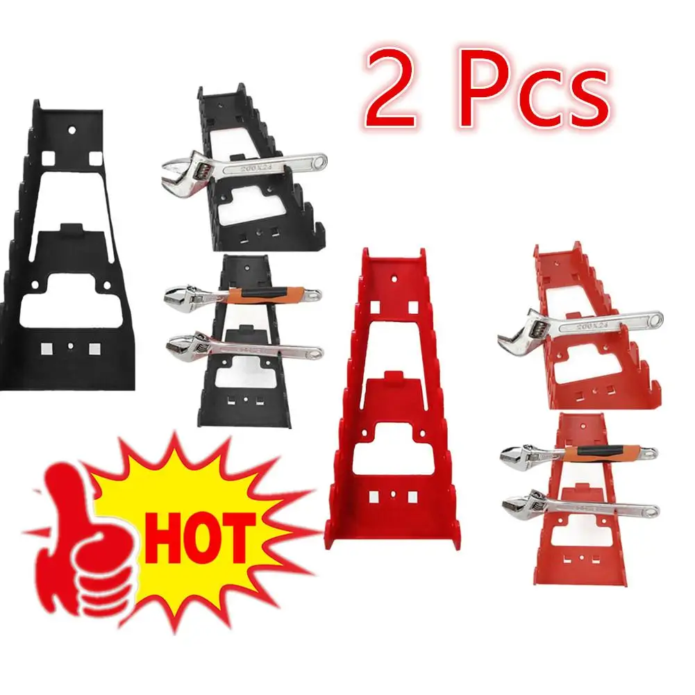 2pc Wrench Spanner Sorter Holder Wall Mounted Tray Rack Storage Organizer Household Tool Organizer Rail Bracket Wrench Organizer