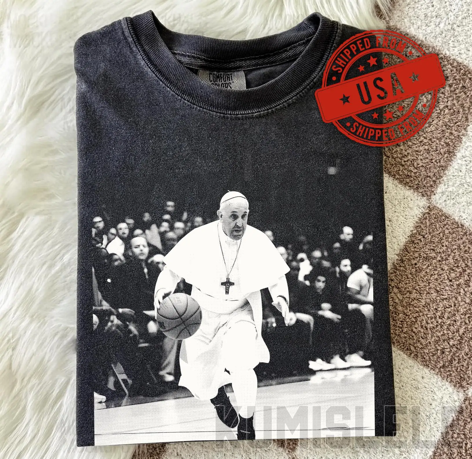 Funny Pope Playing Basketball Holy Dunk T-shirt | Religious Humor, Catholic Sports Tee Shirt