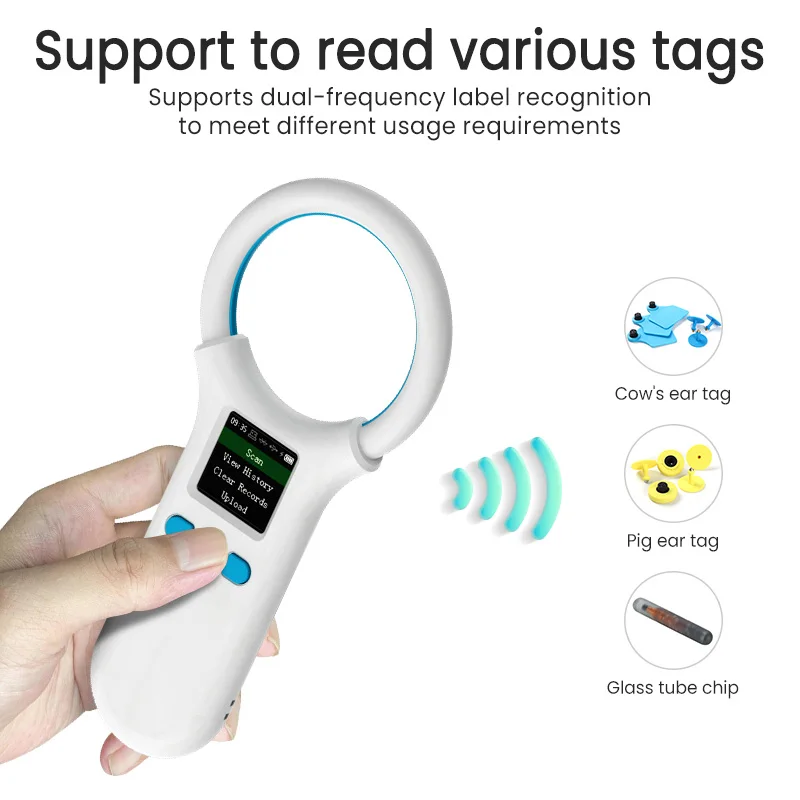 Rechargeable 134.2KHz FDX-B Animal Microchip RFID Reader W91A Handheld Digital ID Pet Chip Scanner for Dog Cat Management 125Khz