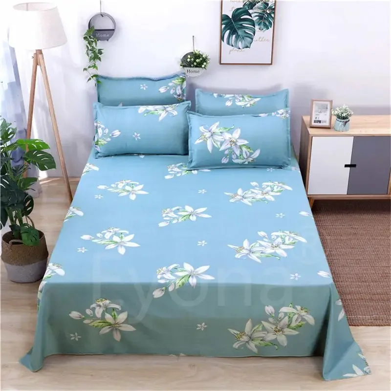 1Pcs Polyester Cotton Bed Sheet Soft Home Bedding Cover  Home Fashion Bedding Cover - Foldable Flat Sheet(No Pillow Covers)