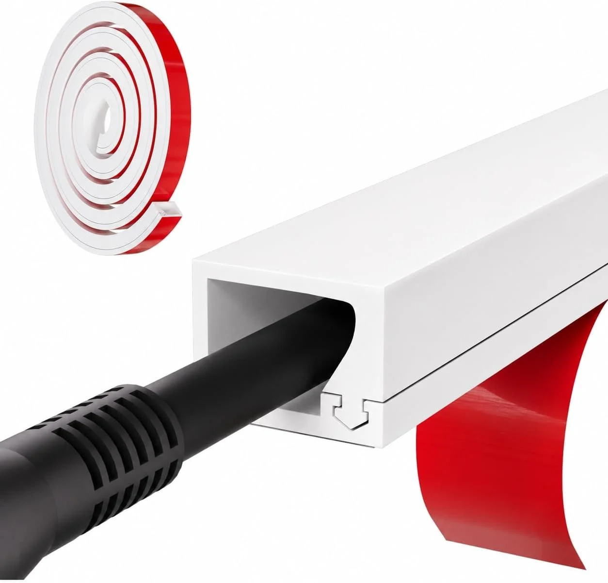 1PC 1/3/6m Cord Hider for Wall Mounted TV, Cable Cover with Side Open, Flexible Self-Adhesive Cord Organizer