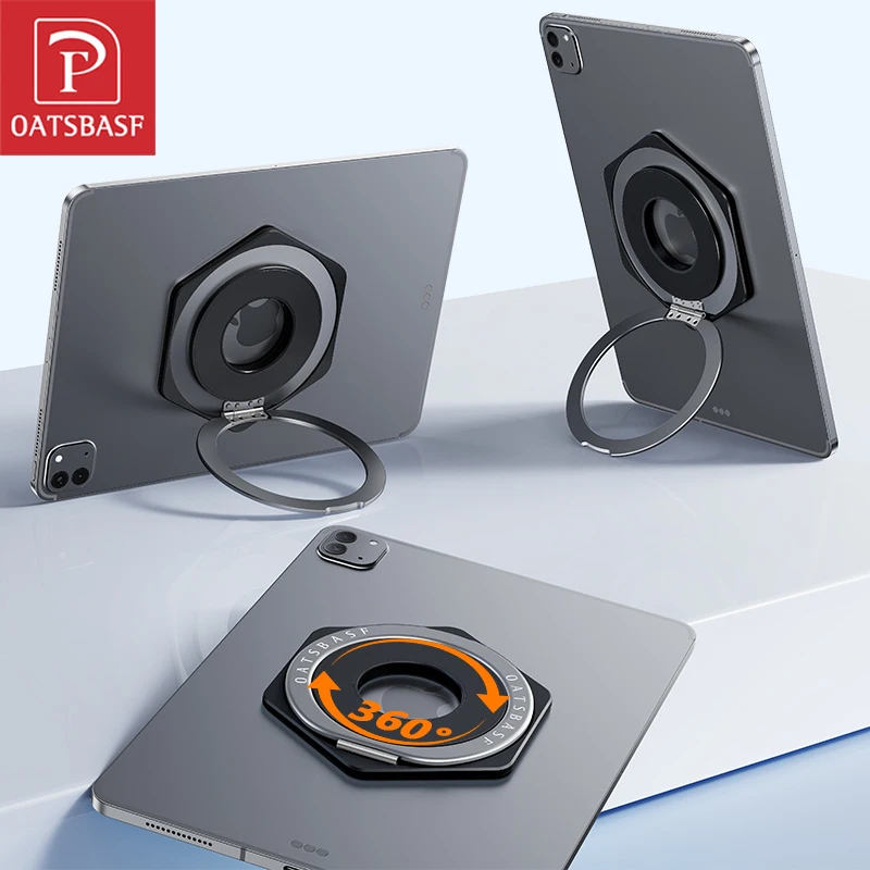 Oatsbasf Metal Magnetic Tablet Holder with 360° Rotatable Ring Stand Bracket Adhesive Tablet Stand Universal for iPad Pad Tablet