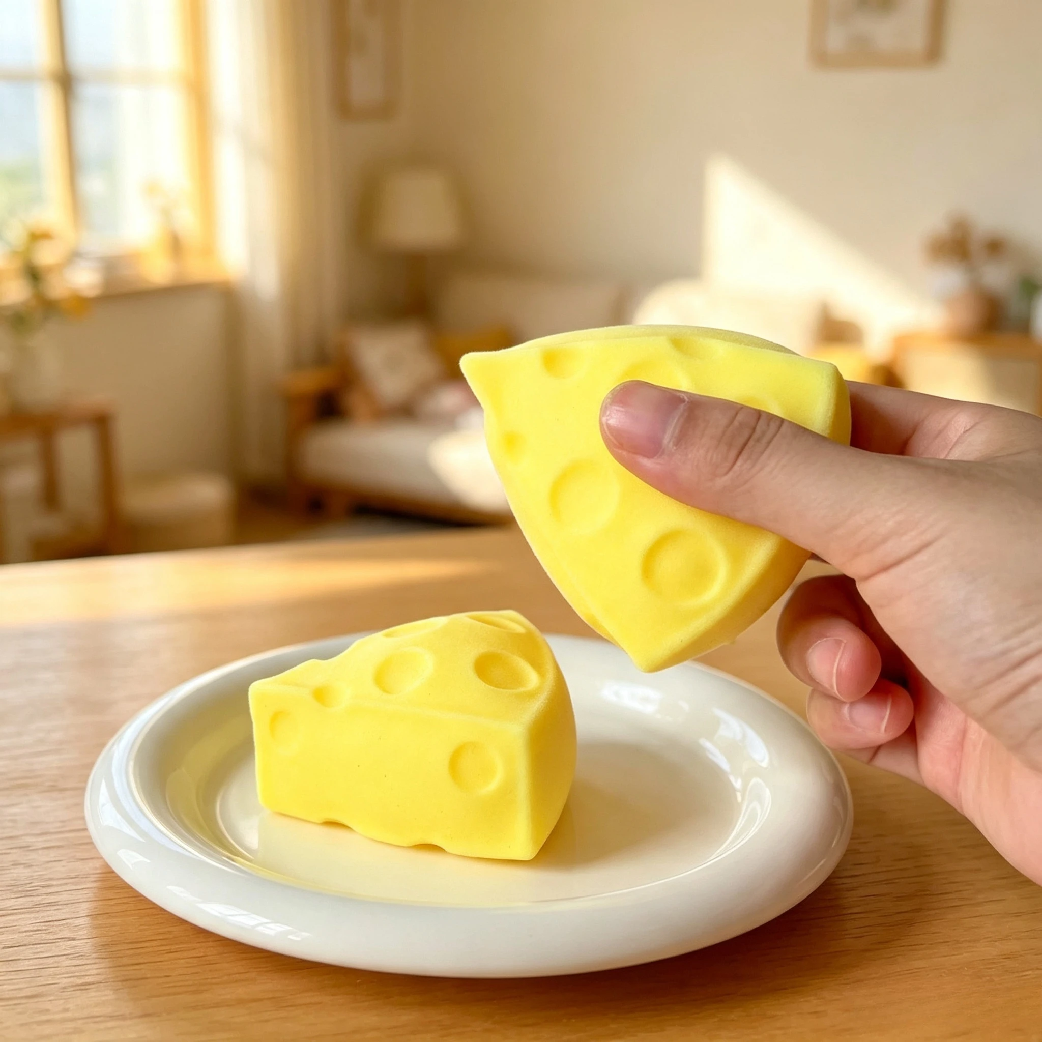 Decompression office vent artifact gift creative decompression toy simulation triangle cheese rebound flour gift