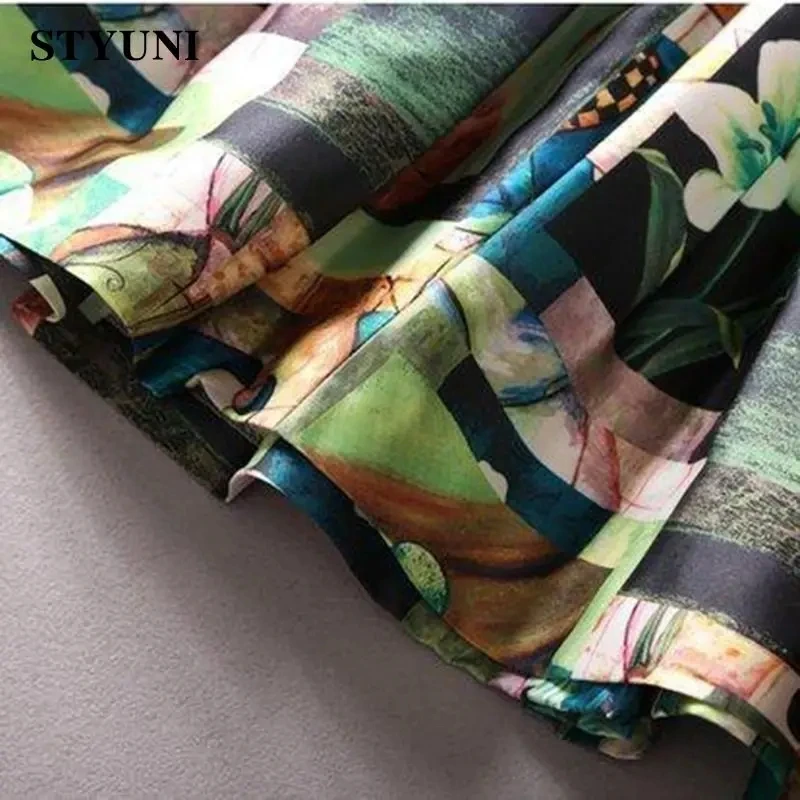 Green Floral Print Prairie Chic A-line Loose Bow Women's Skirt Korean Fashion Above Knee Short Skirts For Women 2024 Spring