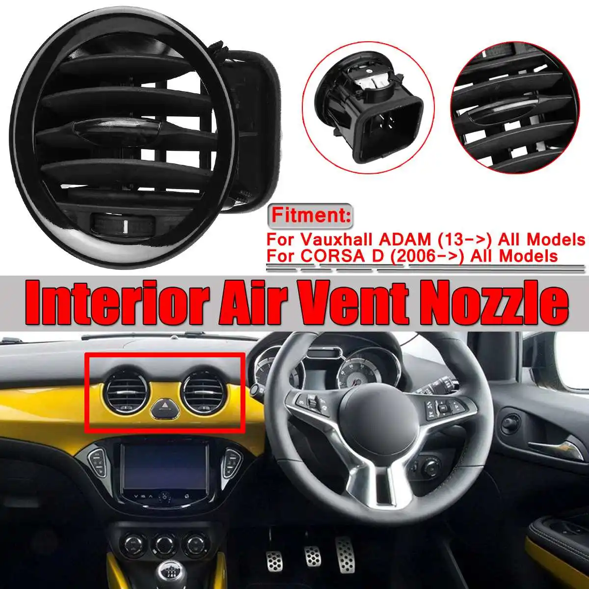 Black Car Interior Heater Air Vent Nozzle Grille Air Conditioner Outlet For Vauxhall For Opel For ADAM CORSA D MK III 13417363