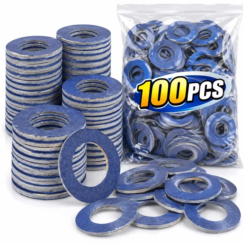 1-100pcs Aluminum Oil Drain Plug Screw Washers Wear Part Automotive Replacement Car Screw Gasket for Toyota Cars Engine Seal