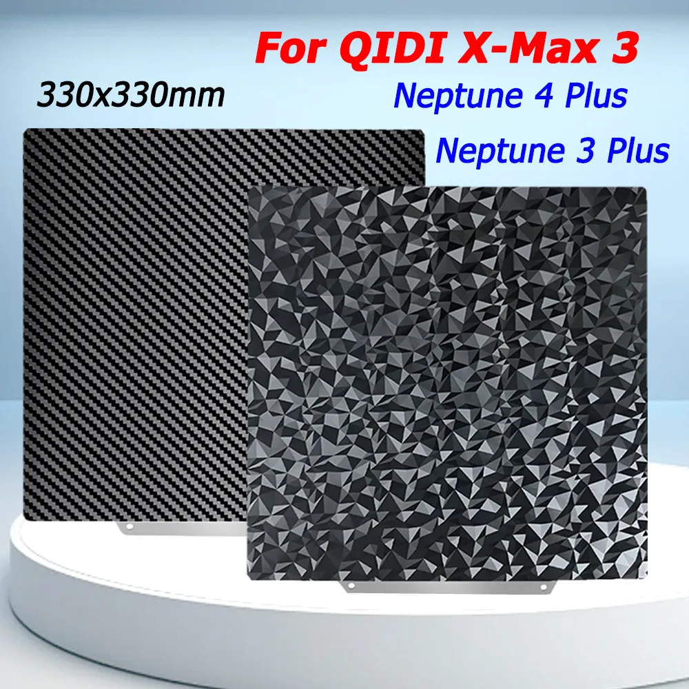 

For QIDI X-Max 3 PEI Sheet 330x330mm Build Plate for Elegoo Neptune 4/3 Plus, Anycubic Kobra 2 Plus, Troxy X5SA Double Sided Bed