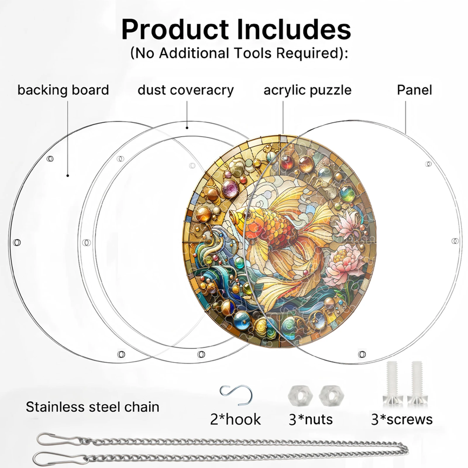 Acrylic Puzzle Window Hanging with Hanging Chain Round Window Puzzle Decor Stylish Windows Ornament for Sunlight Display