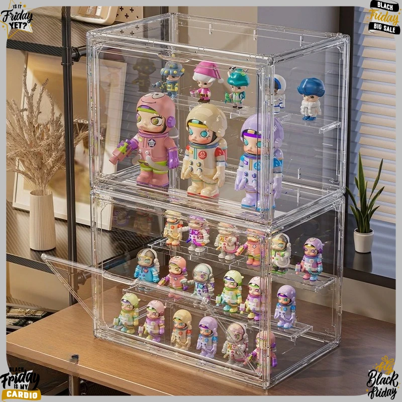 Caja de Almacenamiento Acrílica de Tres Niveles para Figuras Coleccionables y Juguetes Sorpresa, Organizador de Escritorio para Figuras de Acción