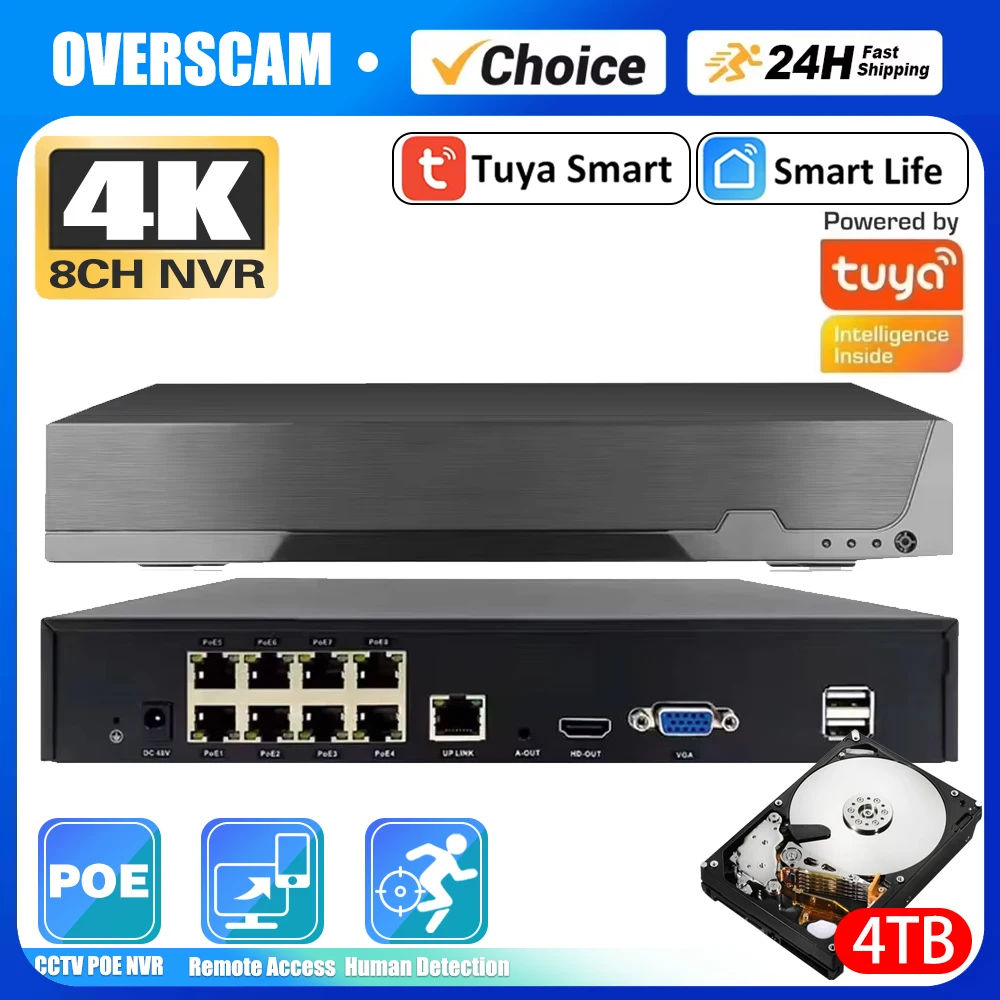 

Tuya Smart Life Home 8CH 4K 8MP 5MP POE ONVIF NVR Video Recorder CCTV System Network P2P Video Surveillance IPC PTZ Cameras