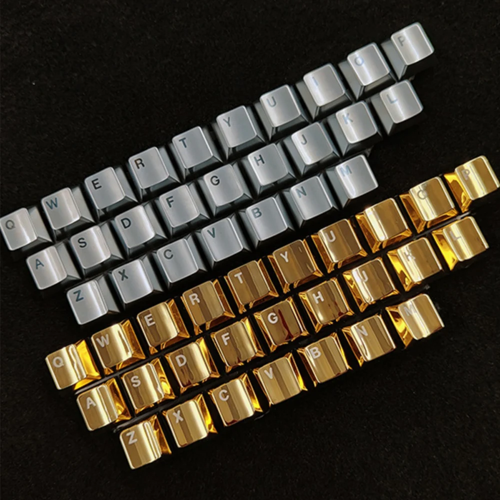 26 Keys Alphabet Metal Keycaps Cherry Profile No Backlit Custom Personalized Cross Switch Mechanical Keyboard Letter Keycaps