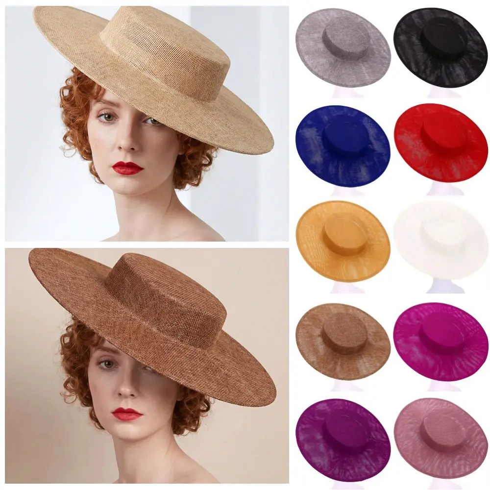 Exquisite Solid Color Fascinator Base Headpiece Wide Brim Derby Hat 33 CM Formal Hat Bride Headdress Wedding