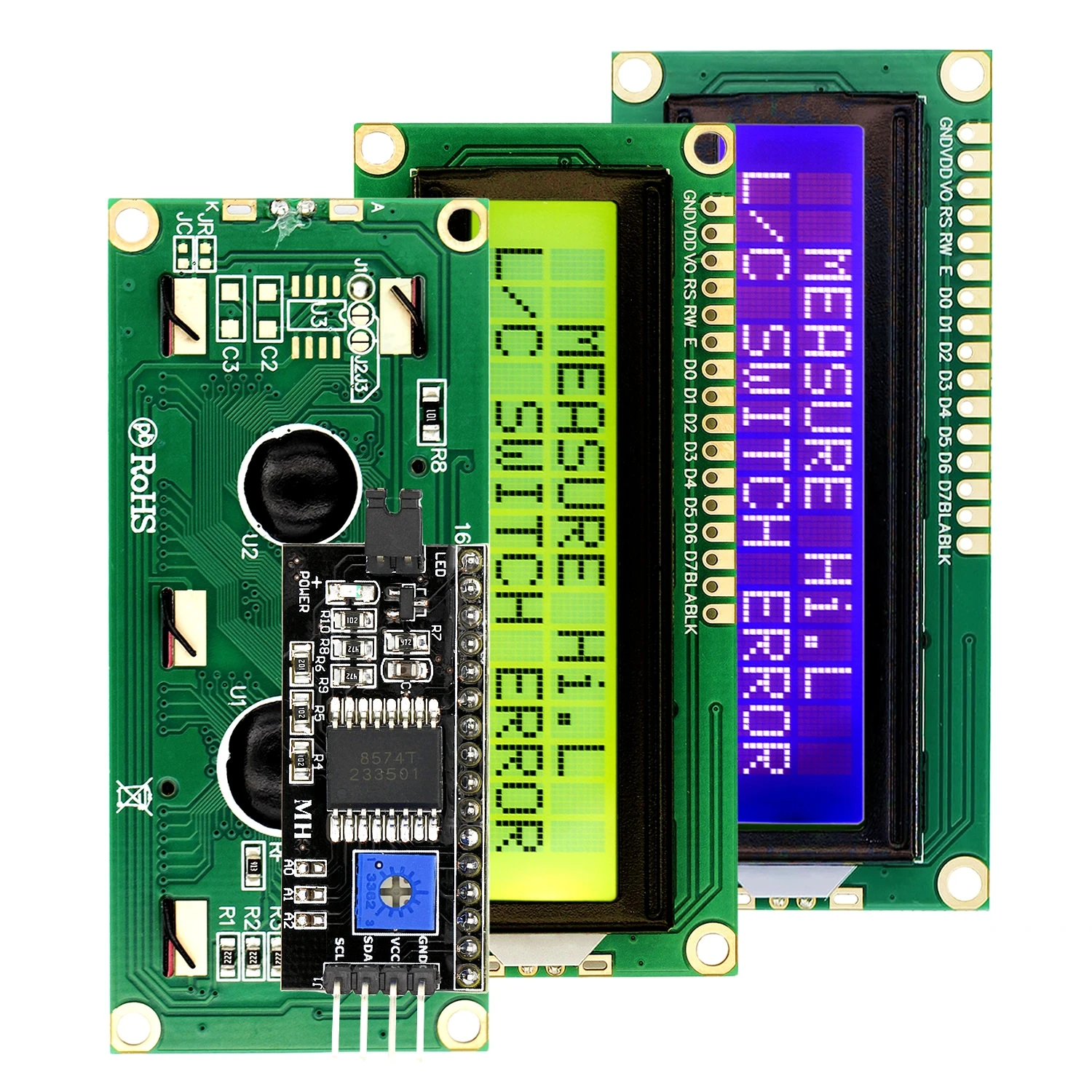 LCD1602 1602 LCD Module 16x2 Character LCD Display PCF8574T PCF8574 IIC I2C Interface 5V Blue / Yellow Green Screen for Arduino