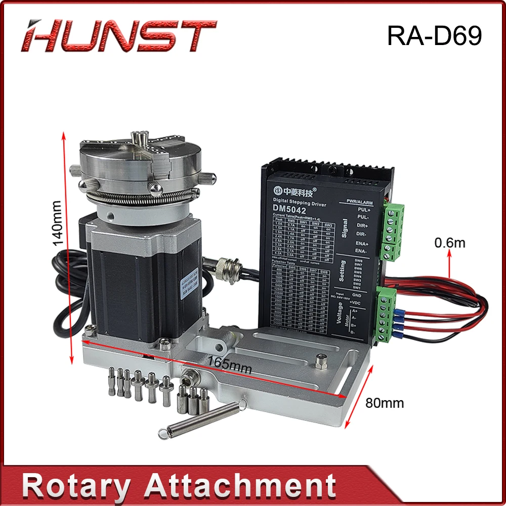 Hunst D69 CNC Router Laser Marking Machine Rotary Axis Chuck for Ring Bracelet Jewelry Engraving Auto Lock Rotary Attachment