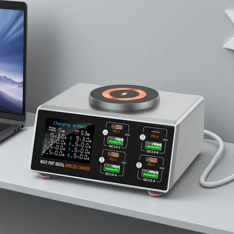 140W Smart Quick Charger 8-Port USB Fast Charging Station for Multiple Android Phone Travel Home Office Party Hotel Restaurant